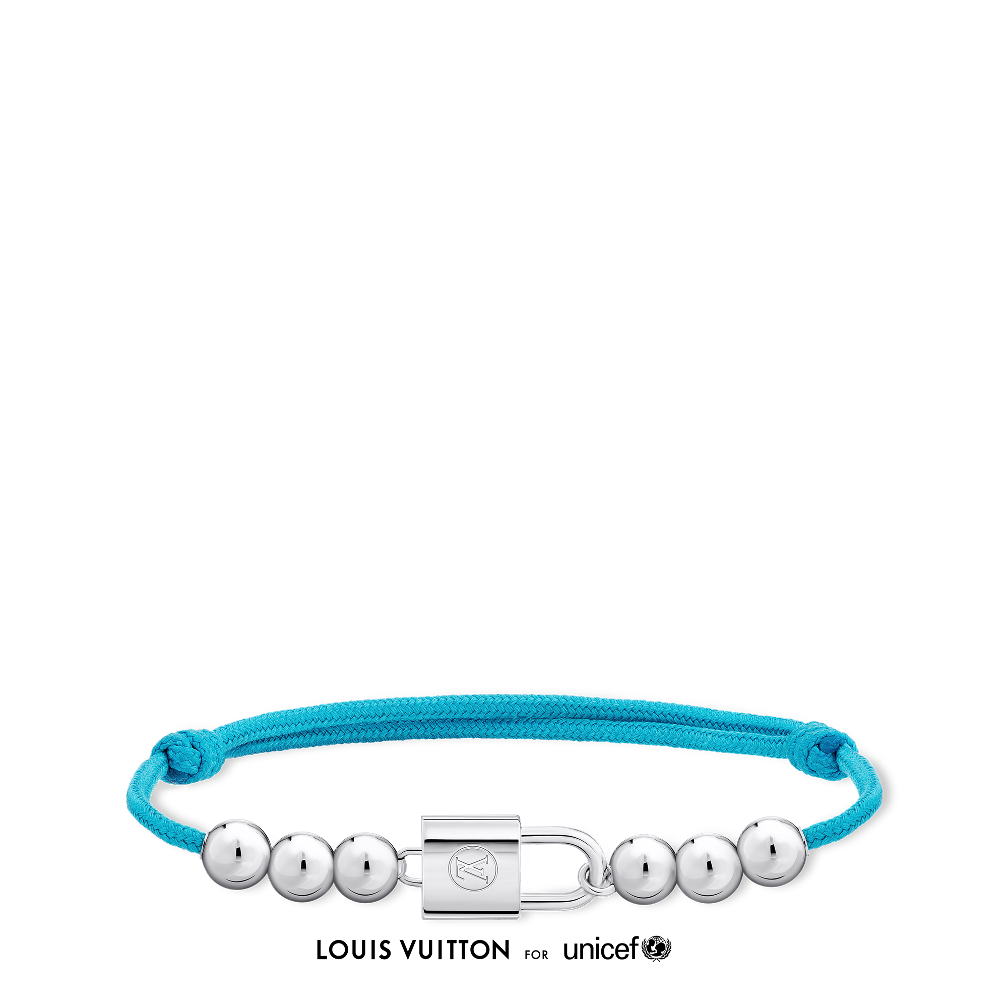 Silver Lockit Beads Bracelet, Sterling Silver and Polyester Cord